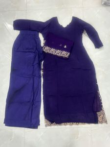 Navy Blue Chiffon Embroidered Suit Set – Great Dea
