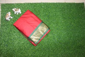 Red Silk Saree with Green Border