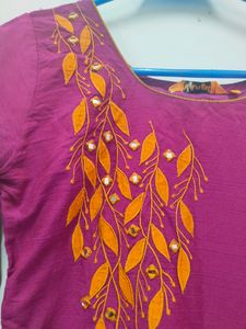 Purple Kurti &amp; Avaasa Mustard  Leggings Set