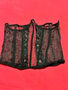 Black Lace-Up Corset Waist Cincher