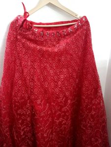 Red Embellished lehenga choli dupatta set