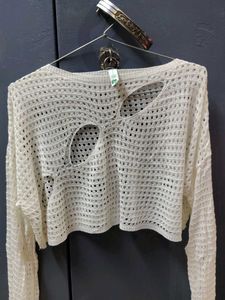 Crochet Cutout Long Sleeve Top
