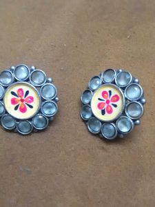 Olive Green stone Stud