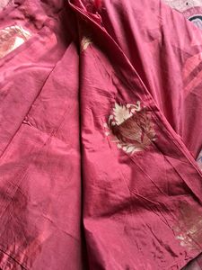 Rust Sari with Gold Floral Design