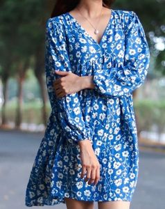 Blue Floral Mini Dress