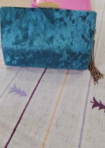Teal Velvet Clutch