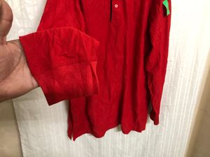 Threads Red Long Sleeve Polo T Shirt