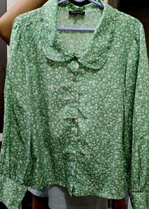 Green Floral Blouse