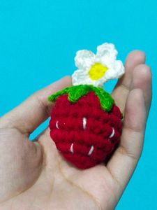 Cute Strawberry 🍓 Crochet Keychain.