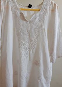 Chikankari Short Cotton Kurti