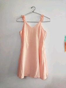 Peach Dress with ruffle strips