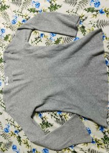 Gray Knit Long Sleeve Top