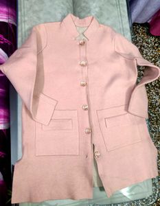 Elegant Pink Button-Down Coat