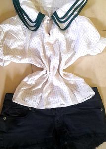 Polka Dot Top with Sailor Collar