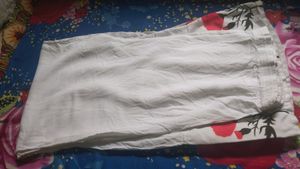 White Palazzo With Red Flowers In Bottom