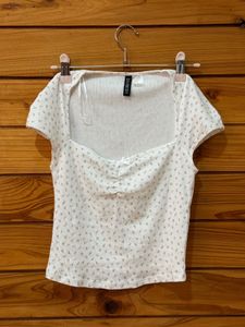 H&M Floral Square Neck Top