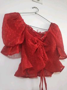 Red Bohemian Crop Top