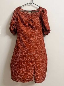 Polka Dot Puff Sleeve Mini Dress