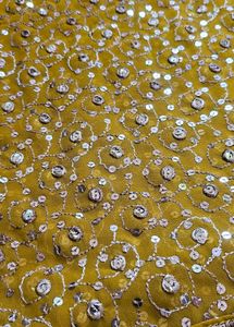 Golden Embellished saree with blouse piece