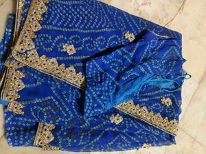 Blue Bandhani Saree With Blouse 😍