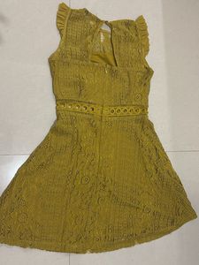 Mustard Lace Fit &amp; Flare Dress