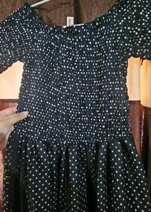 Black Polka Dot Smocked Maxi dress