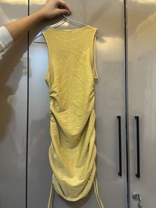 Gold Shimmer Bodycon Ruched Dress (size- S)