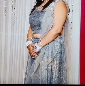 Grey Sequin Lehenga Choli