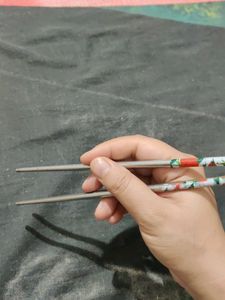 Steel Chopsticks Red Rose Print Reusable