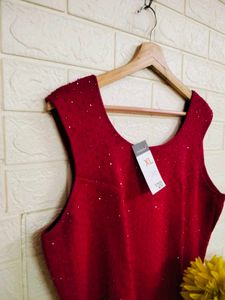 Maroon Sequin Tank Top - XL