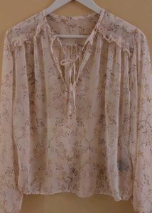 H&amp;M sheer Floral Print Blouse