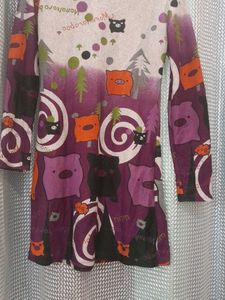 Short Dress With Full Sleeves 3 Buttons At Front