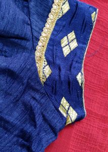 😍♥️Beautiful Red Blue Saree😍♥️