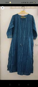 Libas Green fabric printed kurti and Gerua blue printed kurti