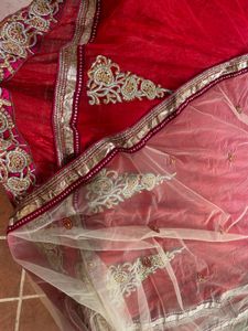 Red Embellished Saree