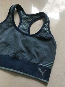 Puma Blue Patterned Sports Bra