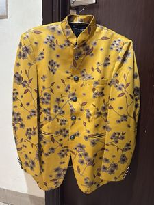 Floral Print Mandarin Collar blazer