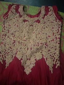 Elegant Maroon &amp; Gold Ethnic Gown