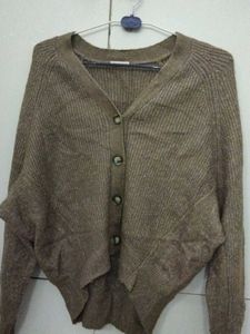 Oversized Brown Knit Cardigan