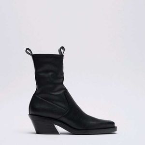 Zara Square Toe Cowboy Ankle Boots