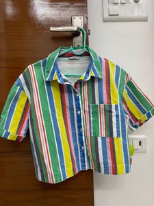 Only Multicoloured Cropped Shirt Top