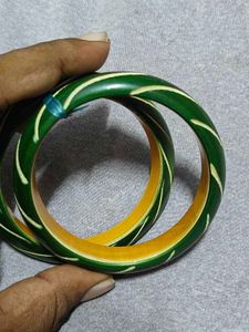 Green Wooden Bangle Set