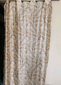 Floral Printed Satin Nude Shade Curtain.For Door