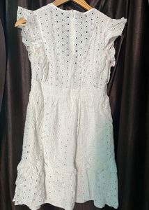Shein White Eyelet Ruffle Sleeve Dress
