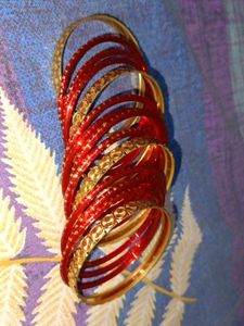Elegant Red &amp; Gold Traditional Bangle Set