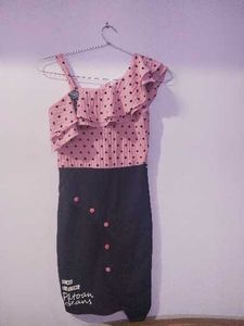 Polka Dot One-Shoulder Dress