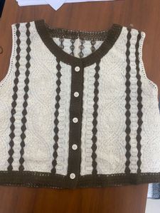 Crochet Knit Vest Top, a saree with unstitched top