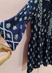 Navy Blue Printed Top