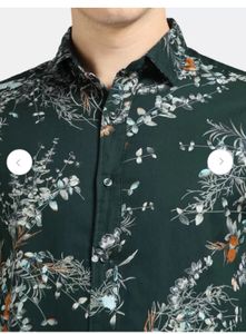 Floral Print Slim Fit Opaque Cotton Casual Shirt