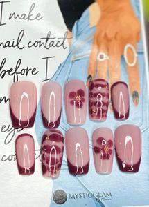 Wine Bloom Press-On Nails – Elegant &amp; Reusable